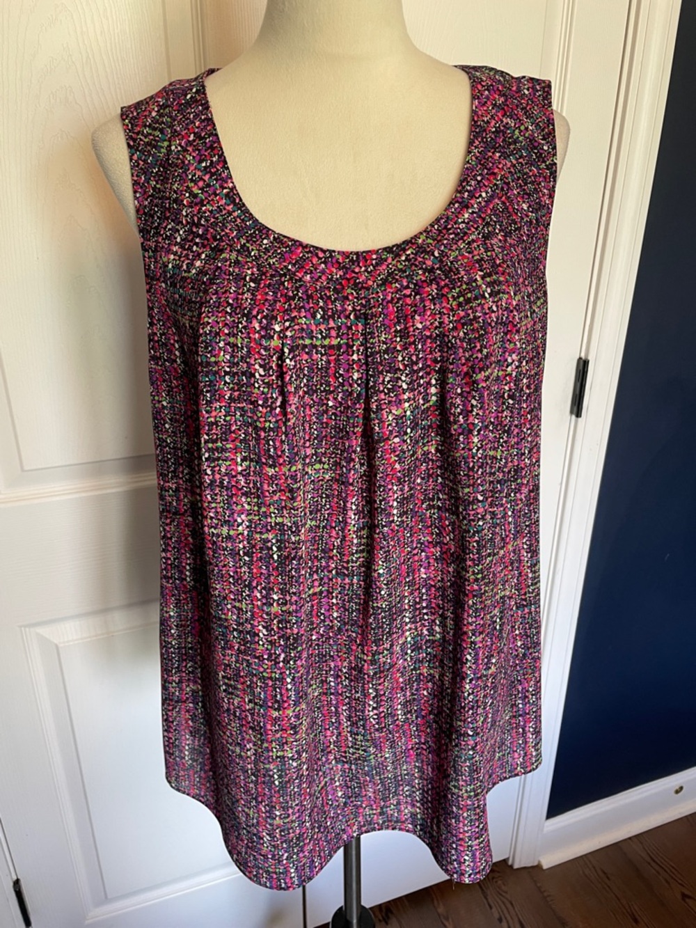 Talbots Relaxed Multicolor Pink Mosaic Lightweight Tank Top Size 14W